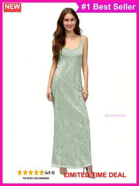 Sequin Maxi Dress Open Back Spaghetti Strap Formal Gown Slit Prom Cocktail